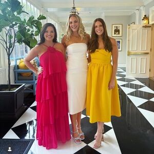 Elegant Pink/Red Tiered Dress